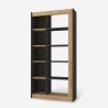 Moderne boekenkast met 10 antraciet zwarte houten planken 75x25x150cm Kevork Verkoop