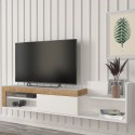 Meuble TV moderne design suspendu 1 porte et étagère 180x32x42cm Trella Offre