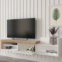 Meuble TV moderne design suspendu 1 porte et étagère 180x32x42cm Trella Achat