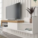 Meuble TV moderne design suspendu 1 porte et étagère 180x32x42cm Trella 