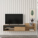 Meuble TV moderne design suspendu 1 porte et étagère 180x32x42cm Trella 