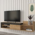 Meuble TV moderne design suspendu 1 porte et étagère 180x32x42cm Trella Remises