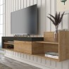 Meuble TV moderne design suspendu 1 porte et étagère 180x32x42cm Trella 