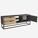 Meuble porte-TV style industriel en bois métal noir 2 tiroirs Dolores Offre