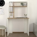 Bureau 90x45x148cm wit en hout met boekenkastplanken Ester Kortingen