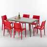 Table rectangulaire et 6 chaises Poly rotin resine ensemble bar cafè exterieur 150x90 Beige Marion Vente