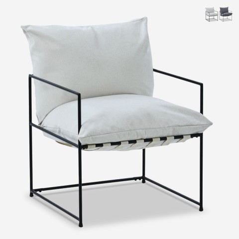 Moderne design fauteuil van zwart metaal en stof in minimalistische stijl Alaska Aanbieding
