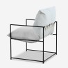 Moderne design fauteuil van zwart metaal en stof in minimalistische stijl Alaska Model