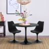 Table cuisine ronde noire 80cm 2 chaises transparentes Tulipe Almat Offre