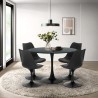 Table ronde 120cm noire 4 chaises style Tulipe transparentes Almat+ Remises