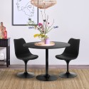 Table à manger noire Tulipe ronde 80cm + 2 chaises transparentes Haki Offre