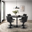 Table ronde Tulipan 120cm et 4 chaises en polycarbonate noir Haki+ Remises