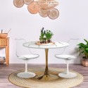 Table ronde 80cm Tulipan effet marbre doré 2 chaises blanc Saidu Offre