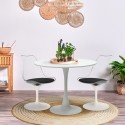 Seriq Table de salon cuisine ronde 70cm + 2 chaises Tulipan blanc noir Réductions