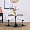 Table ronde Tulipan 80cm + 2 chaises en polycarbonate blanc et noir Raxos Réductions
