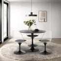 Table Tulipan ronde 90cm + 3 chaises transparentes blanc noir Wasen Réductions