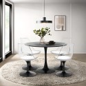 Table à manger ronde 120 cm et 4 chaises style Tulipe Balmen Réductions