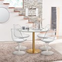 Table effet marbre Tulipan blanc 120cm or + 4 chaises Vixan+ Remises