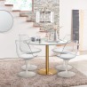 Table effet marbre Tulipan blanc 120cm or + 4 chaises Vixan+ Remises