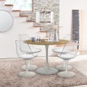 Table ronde 120 cm + 4 chaises transparentes en bois Tulipan Meis+ Offre