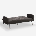 Canapé convertible en tissu 2-3 places accoudoirs pieds noirs dorés Mulier Dimensions