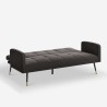 Canapé convertible en tissu 2-3 places accoudoirs pieds noirs dorés Mulier Dimensions