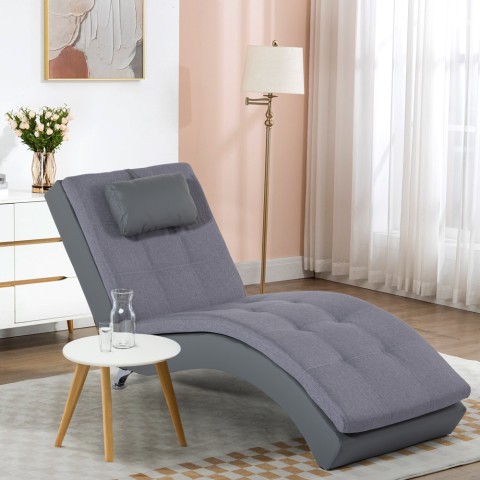 Chaise longue modern design grijze kunstlederen woonkamerfauteuil Lyon Aanbieding