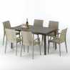 Rechthoekige salontafel bruin 150x90 cm en 6 gekleurde stoelen Focus 