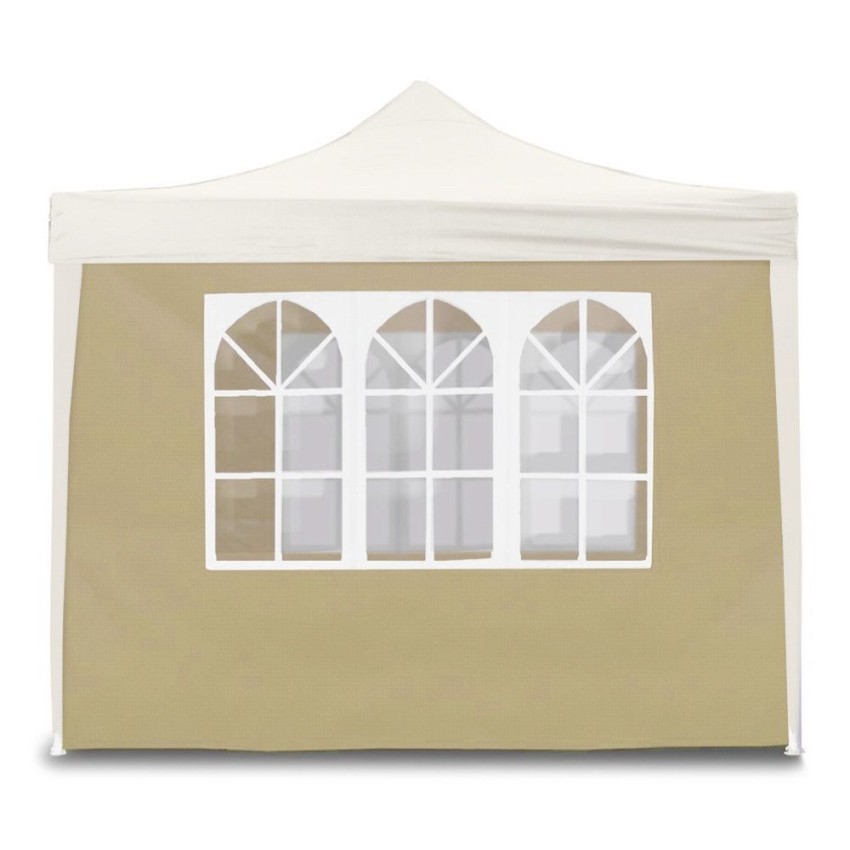 Beige zijwand PVC afdekking voor gazebo 3x3 tuin met raam Aanbieding Beige zijwand PVC afdekking voor gazebo 3x3 tuin met raam Aanbieding