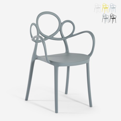 Elegante moderne design stoel in polypropyleen met armleuningen Derby Aanbieding