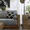3-zits rustiek houten bankstel met grijze stoffen kussens 225x81x81 cm Morgan Korting
