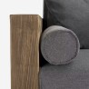 3-zits rustiek houten bankstel met grijze stoffen kussens 225x81x81 cm Morgan Kortingen