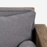 3-zits rustiek houten bankstel met grijze stoffen kussens 225x81x81 cm Morgan Catalogus