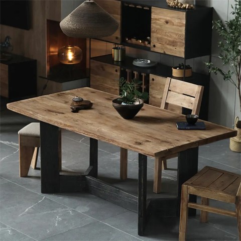 Table de salle à manger salon cuisine en bois rustique 220x100cm Kurt Promotion