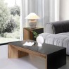 Lage rechthoekige rustieke houten salontafel Clint Korting