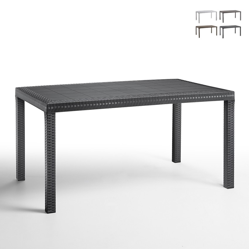 Buitentafel 150x90 cm in polypropyleen rotan Houston Aanbod Buitentafel 150x90 cm in polypropyleen rotan Houston Aanbod