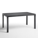 Table de jardin extérieure 150x90cm en rotin polypropylène Houston 