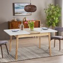 Table extensible en bois 115-145x80cm cuisine verre blanc noir Pixam Offre