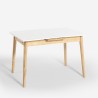 Uitschuifbare houten eettafel 115-145x80 cm met glazen blad in wit of zwart Pixam Kortingen