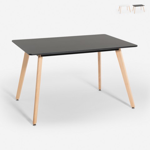Houten eetkamertafel 120x80 cm in wit of zwart met houten poten Demant Aanbieding