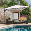 Verstelbare, draaibare zweefparasol van 3x4 m Jungle Dark Aanbod