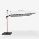 Verstelbare, draaibare zweefparasol van 3x4 m met houteffect Jungle Verkoop
