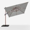 Verstelbare, draaibare zweefparasol van 3x4 m met houteffect Jungle Model