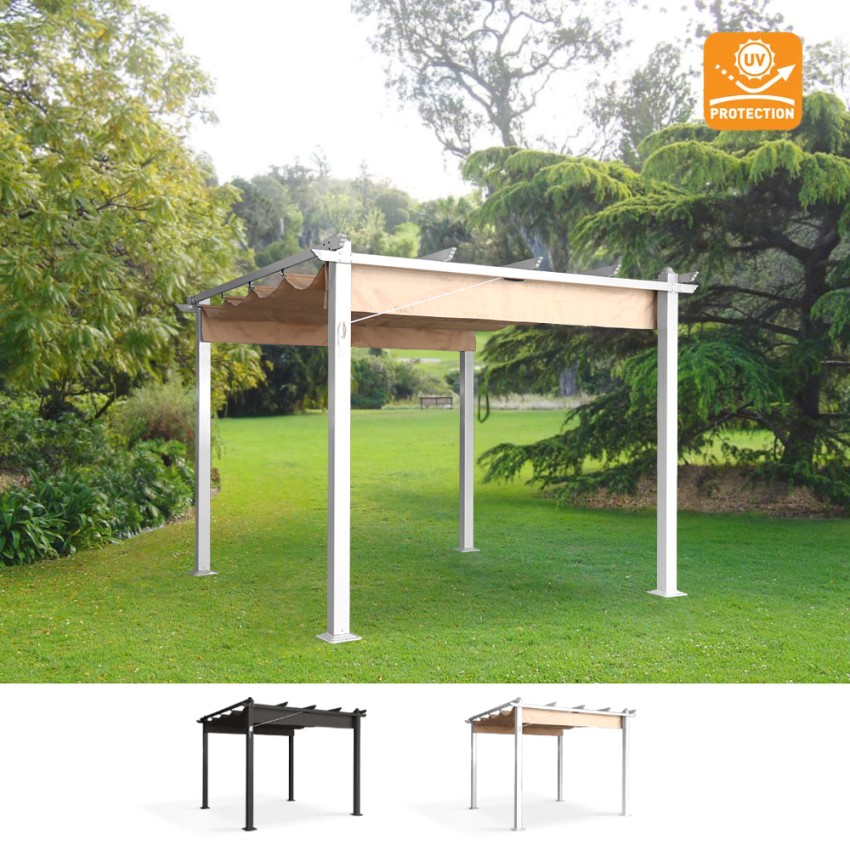 Aluminium pergola tuinpaviljoen voor buiten 3x3 m Firenze UV Moon Aanbieding Aluminium pergola tuinpaviljoen voor buiten 3x3 m Firenze UV Moon Aanbieding