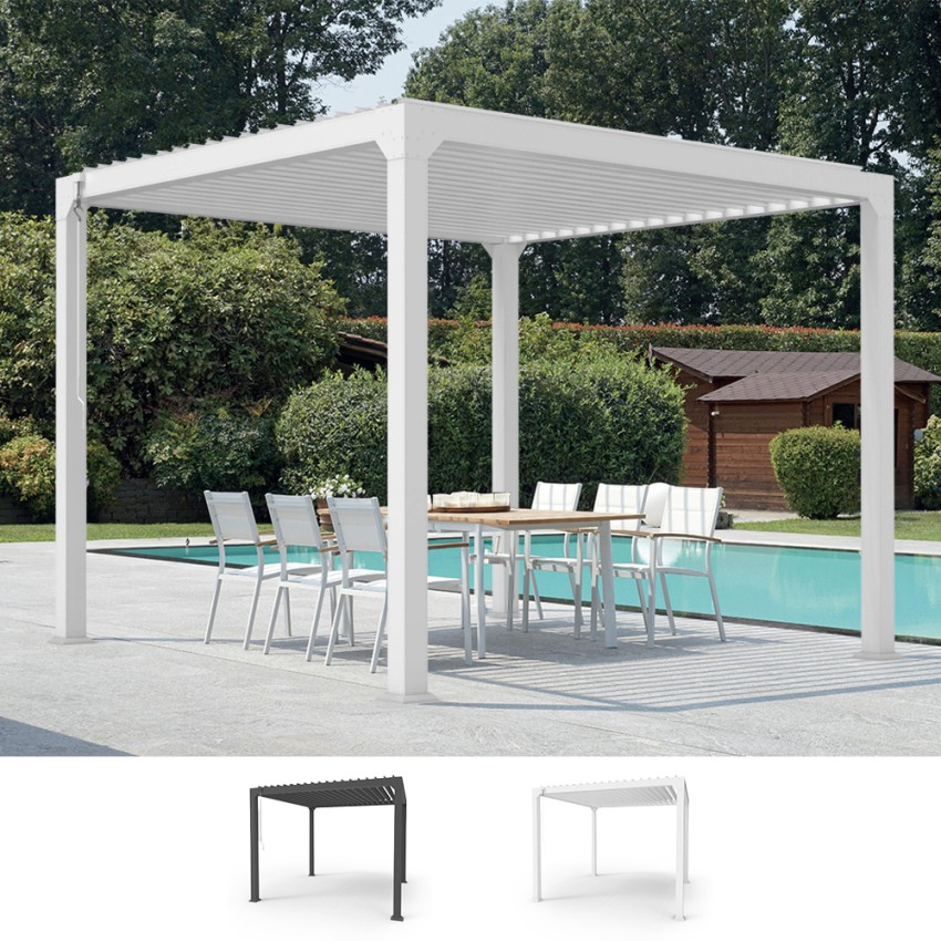 Aluminium tuinpergola 3x3 m met handmatig verstelbare lamellen Guadalupe Aanbieding
