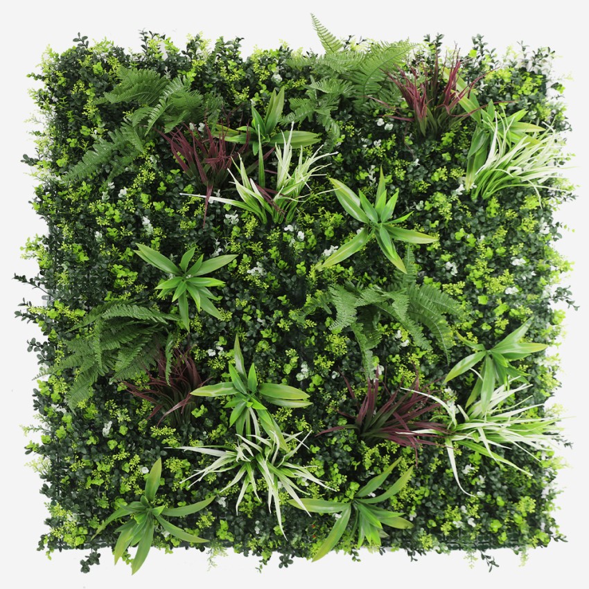 Kunsthaag 100x100 cm met realistische 3D planten Briux Aanbieding Kunsthaag 100x100 cm met realistische 3D planten Briux Aanbieding