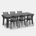 Tuinset verstelbare tafel 160-220cm 6 stoelen zwart Liri Dark Korting