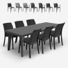 Tuinset met verstelbare tafel 160-220 cm en 6 stoelen zwart Liri Dark Afmetingen