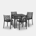 Set voor tuin vierkante tafel 80x80cm rattan 4 stoelen zwart Nisida Dark Verkoop