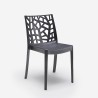 Set voor tuin vierkante tafel 80x80cm rattan 4 stoelen zwart Nisida Dark 